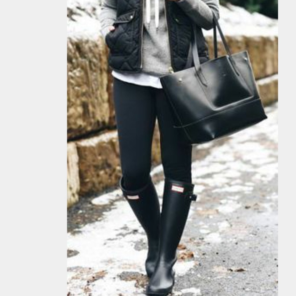 Black hunter boots, knitted boot socks, & cleaners